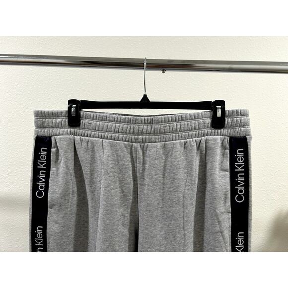 Calvin Klein Performance Womens Eco Fleece Logo Stripe Grey Heather Pants 2XL - Picture 2 of 7